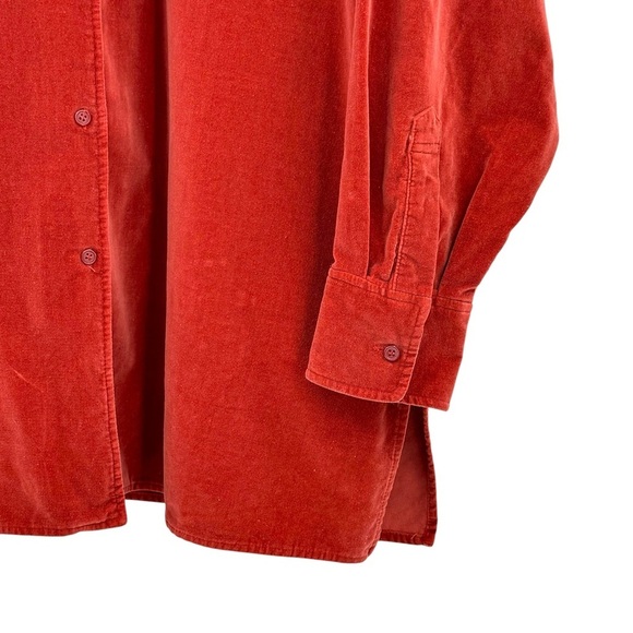 Vintage Liz Claiborne Velour Button Down Shirt Rust Orange Loose Fit Plus Sz 20 - Picture 7 of 11